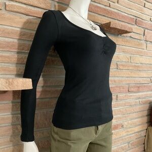 Madewell Scoop Neck Long Sleeve Tee Black XS